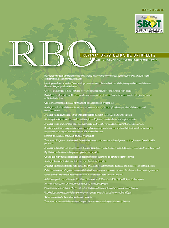 Go to journal home page - Revista Brasileira de Ortopedia